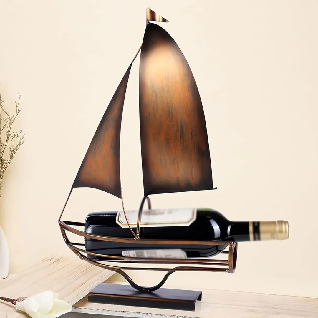 Iron Sailboat Wine Bottle Holder — photo 3