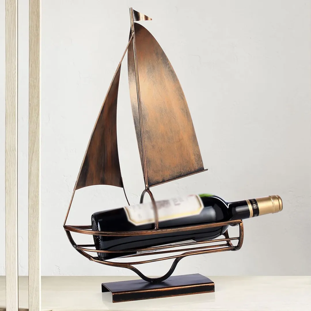 Iron Sailboat Wine Bottle Holder — photo 1
