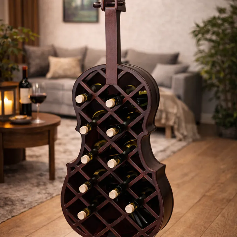 Violin-shaped wine bottle holder – elegant — photo 1