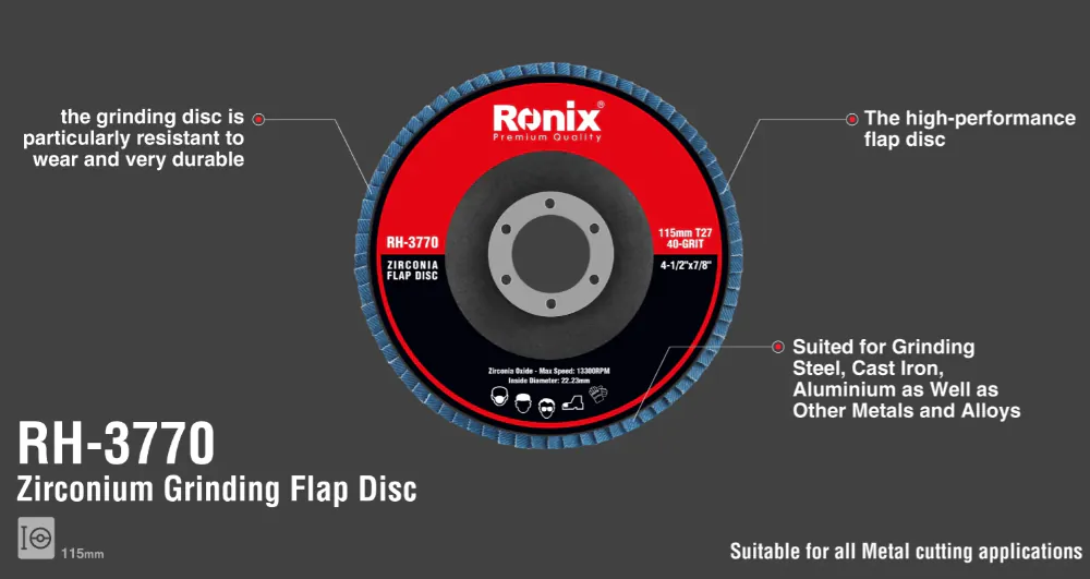 ცირკონის სახეხი დისკი ზუმფარა Ronix RH-3771, — ფოტო 2
