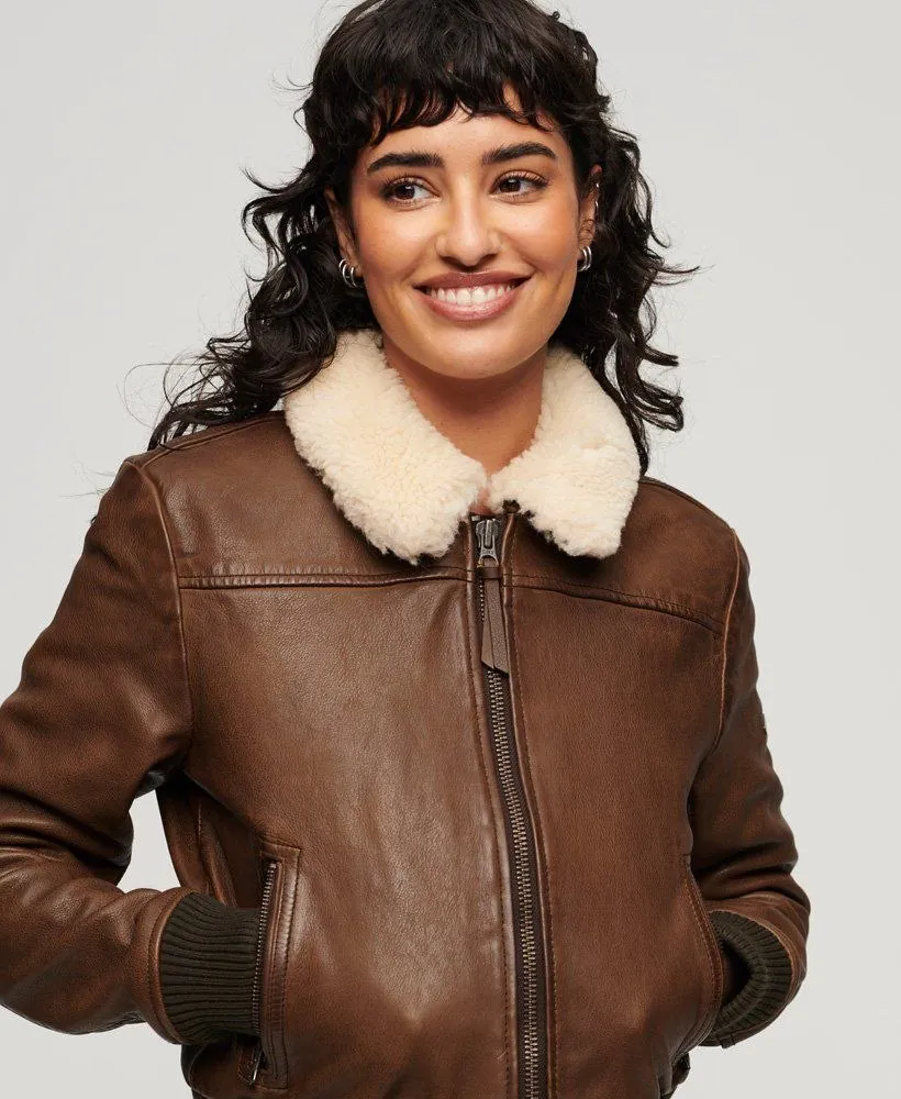 SUPERDRY | Leather Insulated Bomber Jacket — photo 3