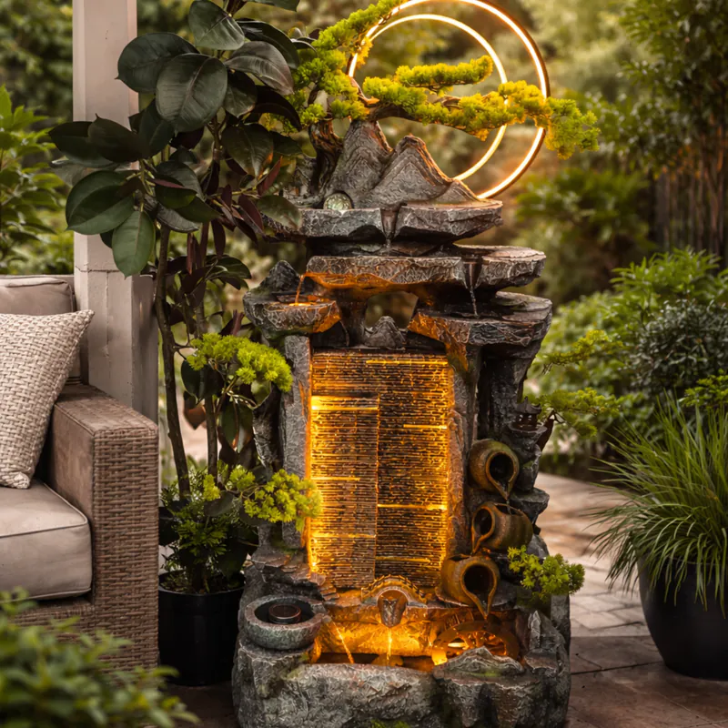 Decorative Garden Fountain with LED Lighting D-8989 — photo 1