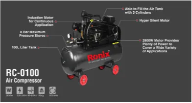Воздушный компрессор Ronix RC-0100, 100л 2800w 3 — фото 2