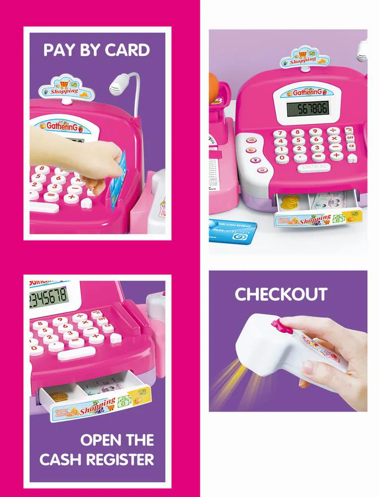 Pink children's toy cash register — photo 2
