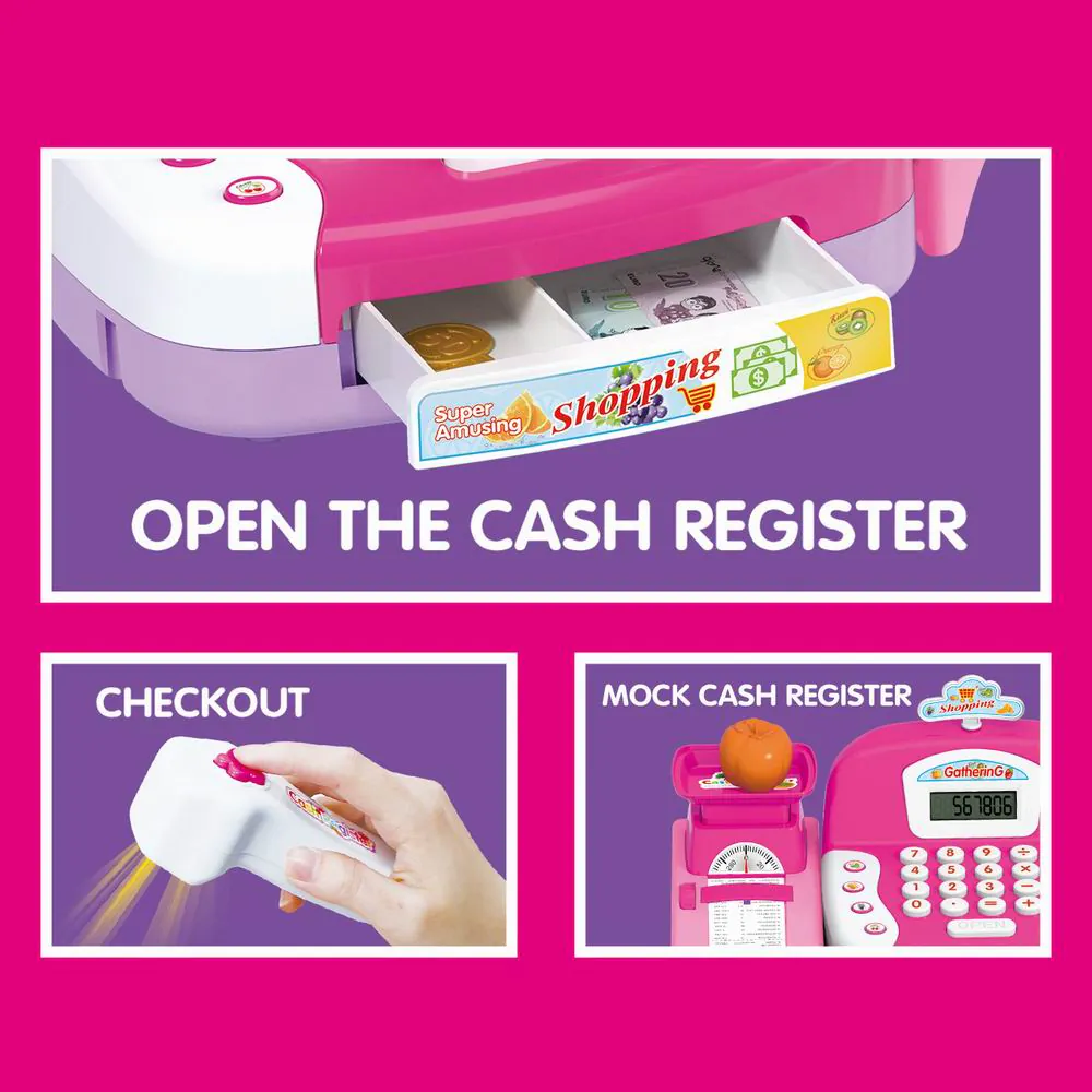 Pink children's toy cash register — photo 3