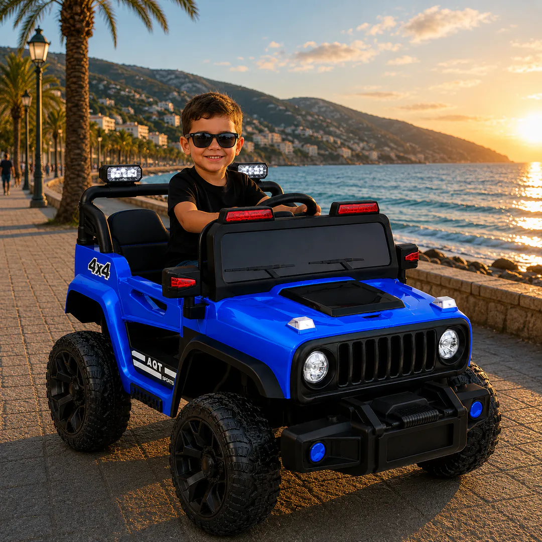 Детский электромобиль Jeep M-60D-BLU (2 двигателя, — фото 1