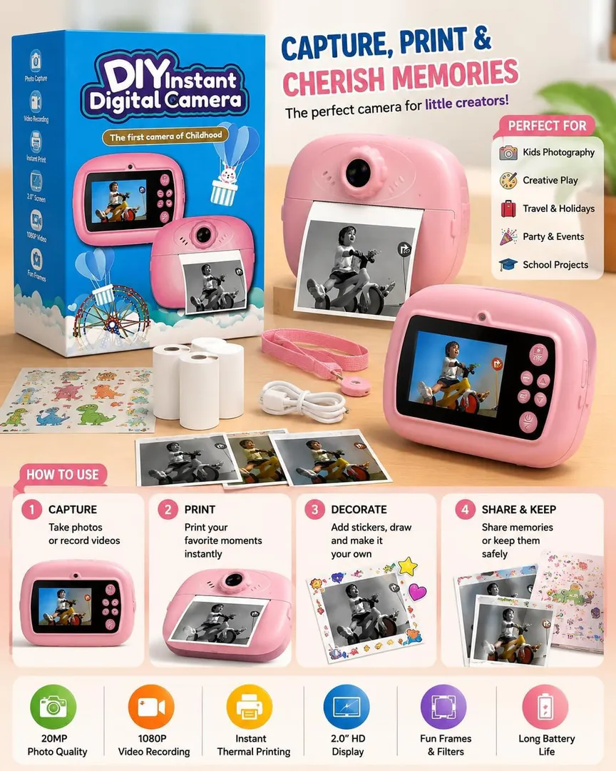 Kids Mini Camera with Instant Thermal Printing — photo 4