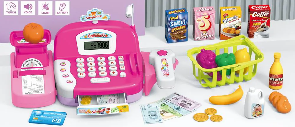 Pink children's toy cash register — photo 4