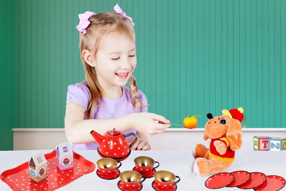 Malplay children's toy tea set, metal — photo 5