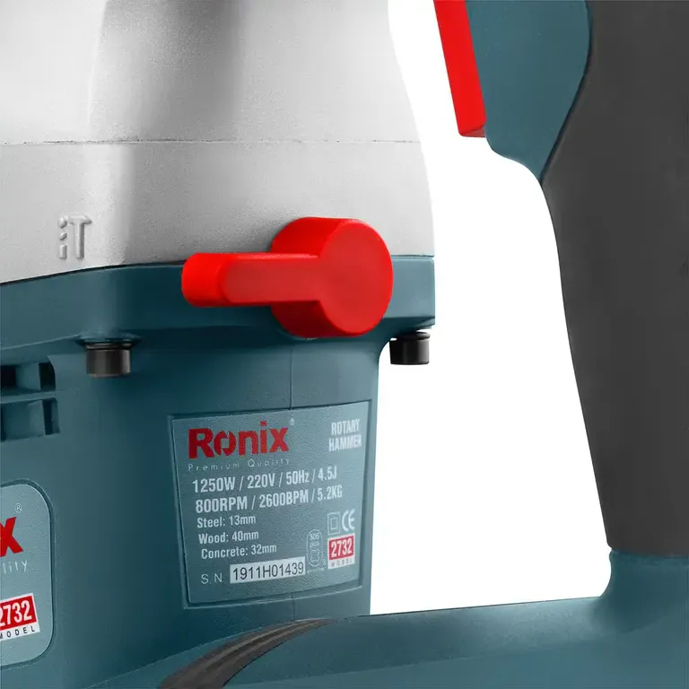 ელექტრო პერფორატორი Ronix-2740 40mm, 10J, 1250w — ფოტო 6