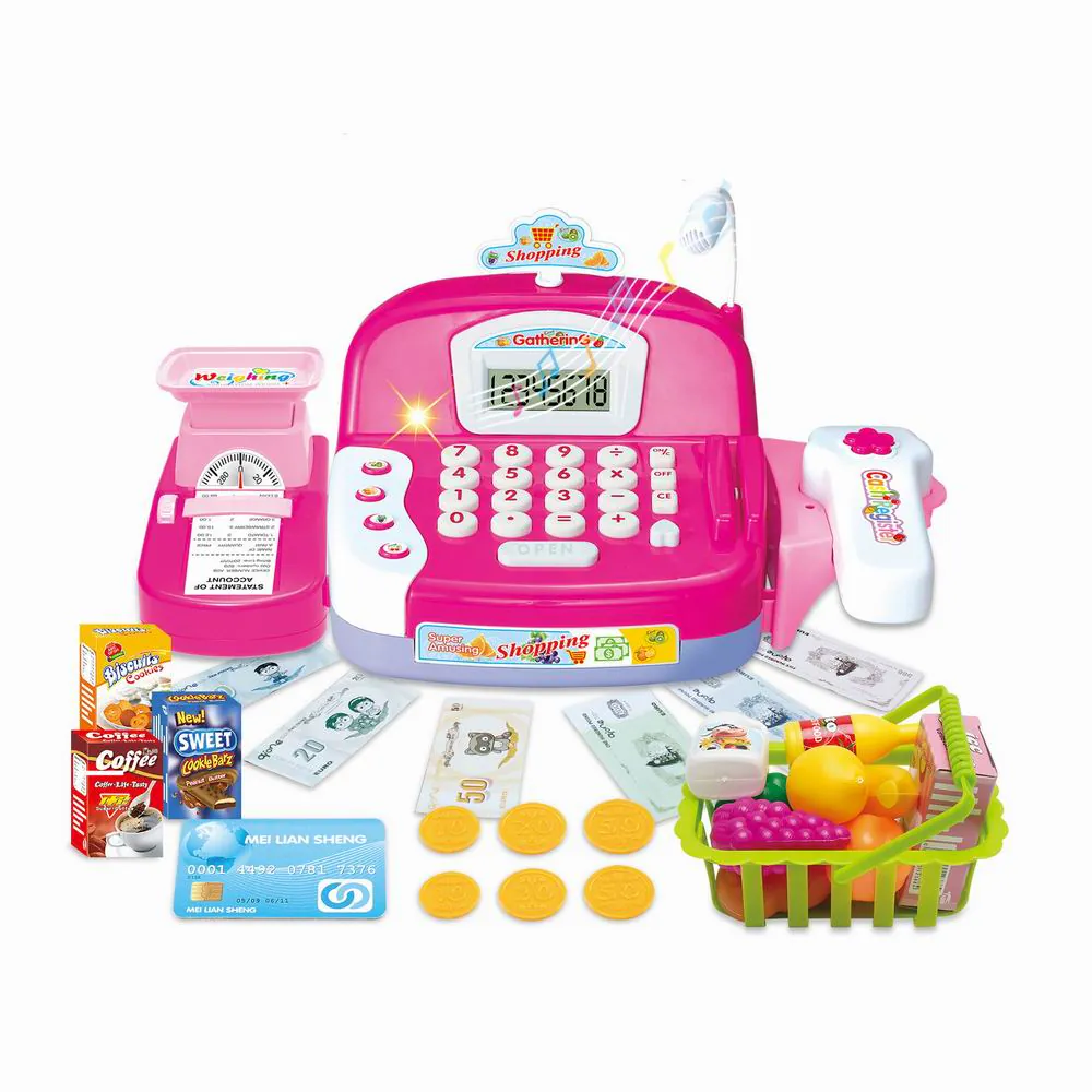 Pink children's toy cash register — photo 1