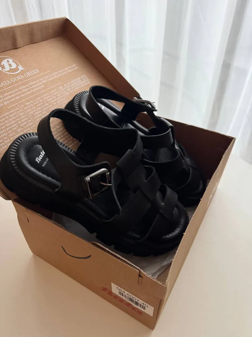 Black leather sandals — photo 1