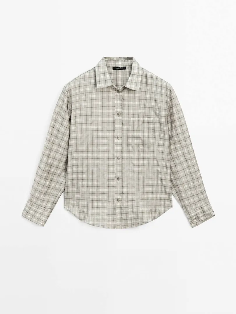 Linen cropped shirt Massimo Dutti — photo 1