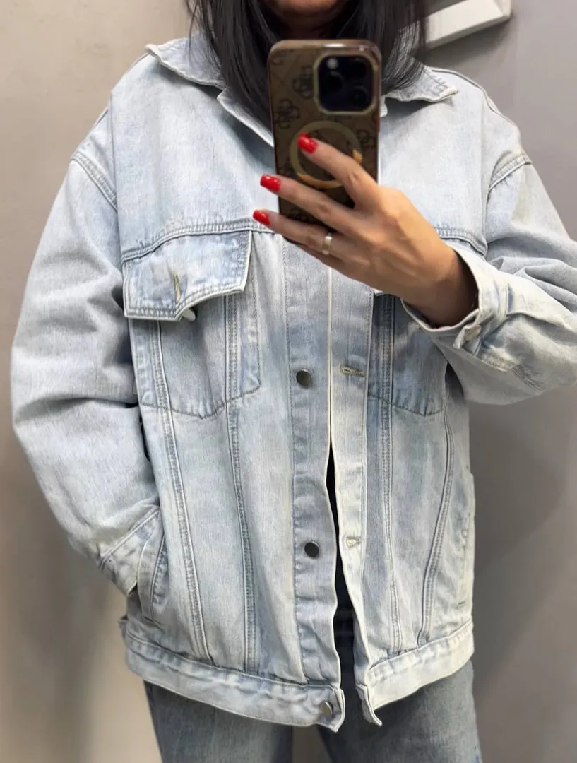 Blue oversized denim jacket — photo 1
