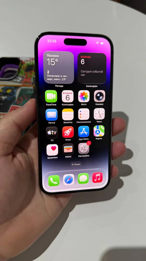Iphone 14 pro Purple, 256 gb ბატარეა 74% ტექნიკურად არის — ფოტო 2