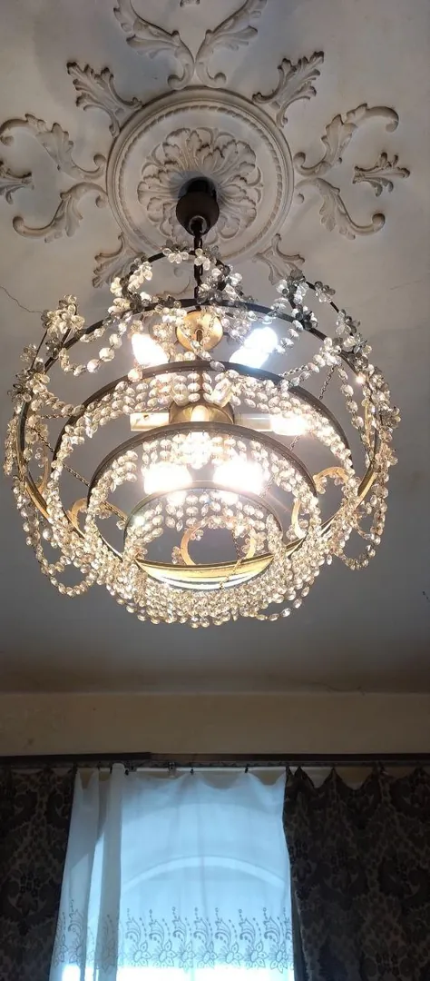 Set of antique light fixtures made of Czech crystal — photo 6