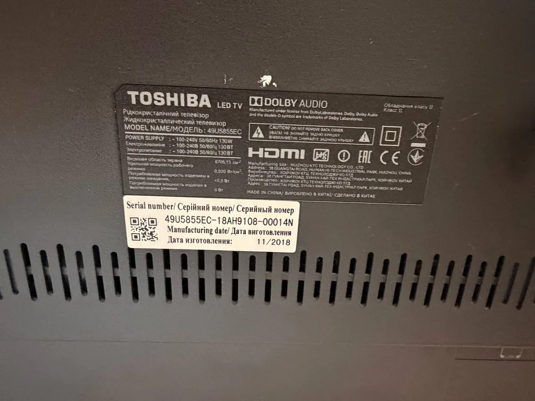 Телевизор Toshiba 49U5855EC 4K — фото 1