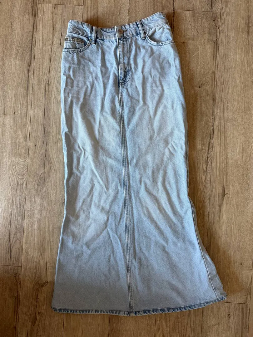 Lime maxi denim skirt — photo 3