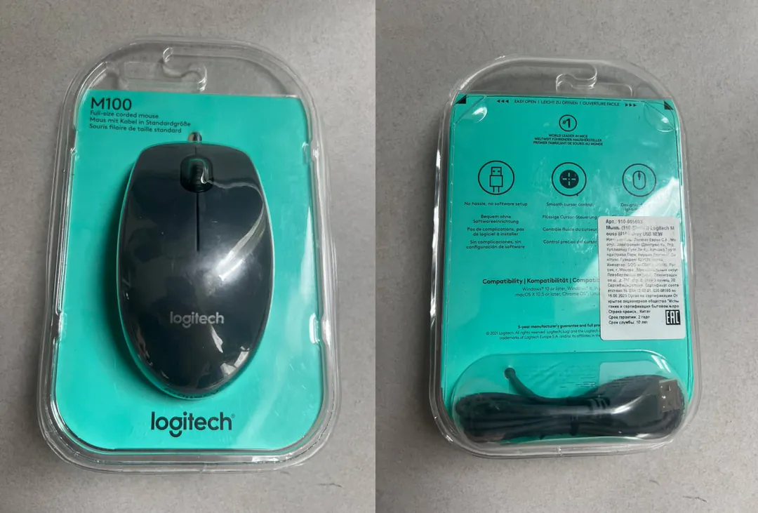 საკაბელო მაუსი Logitech M100 — ფოტო 1