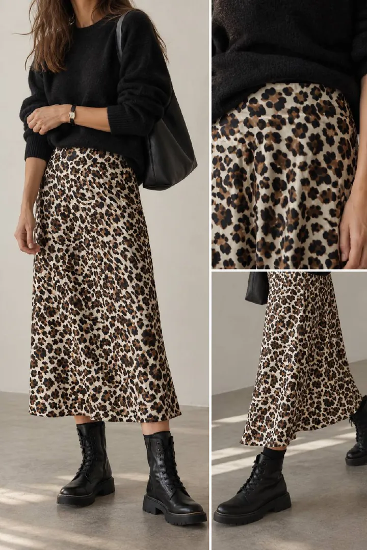 Midi skirt with leopard print — photo 1