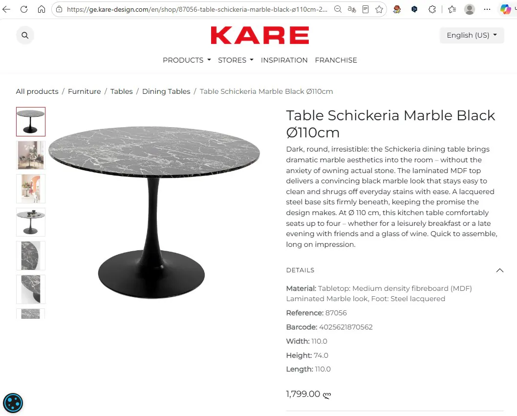 Table KARE Design Schickeria Marble — photo 2