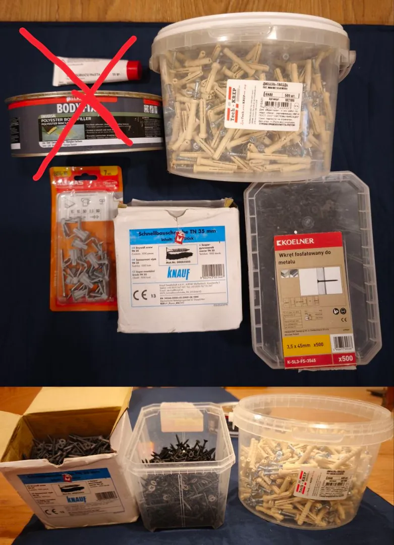 Fastener set: wall plugs and screws — photo 1