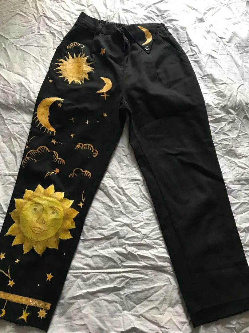 Black pants with pattern — photo 1
