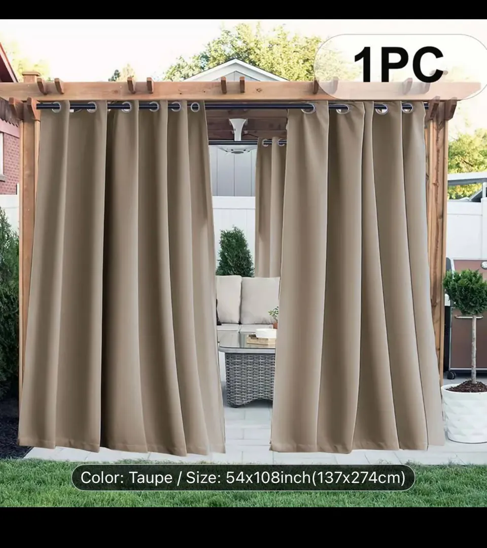 Outdoor curtain Oxford taupe 137 × 274 cm — photo 1