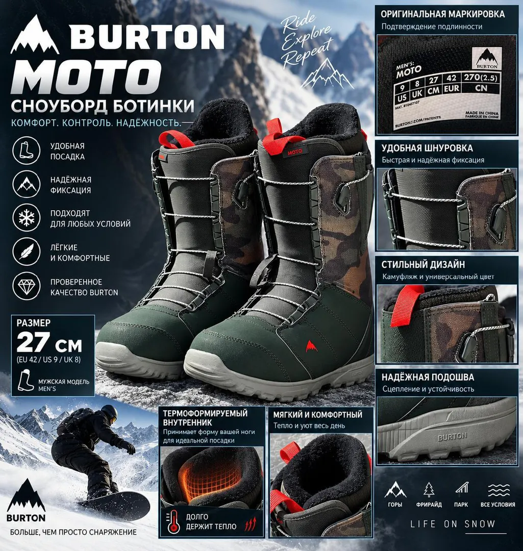 Сноубордические ботинки Burton Moto 450 GEL — фото 1
