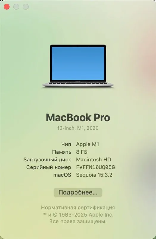 Apple MacBook Pro 13 M1 2020 Touch Bar 8 GB 256 GB — ფოტო 2