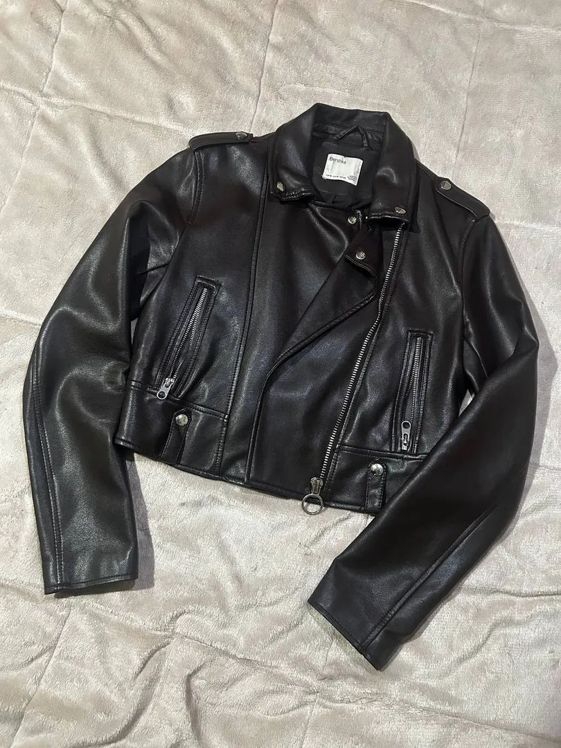 Bershka dark brown faux leather jacket size S-M — photo 1