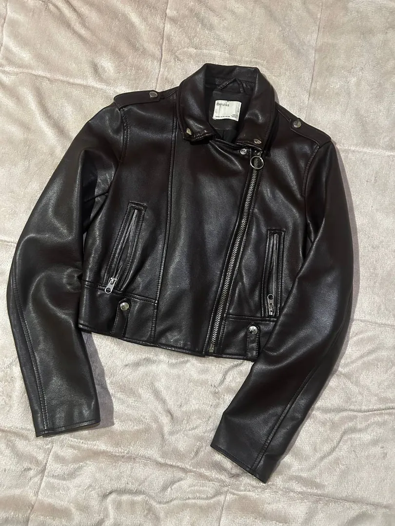 Bershka dark brown faux leather jacket size S-M — photo 2