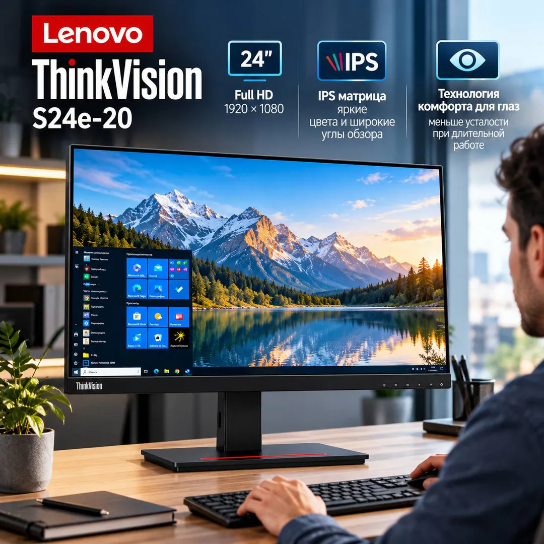 Monitor Lenovo ThinkVision S24e-20 Full HD — photo 1