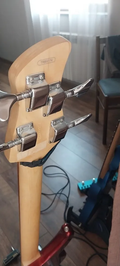 Yamaha TRBX174 bass guitar with Vox amPlug 2 Bass and stand — photo 2