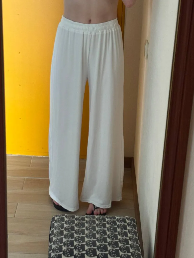 White palazzo pants with elastic waistband — photo 2