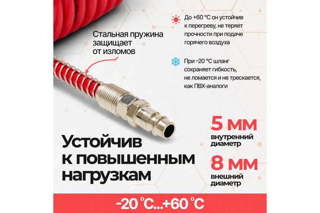 Шланг для компрессора 10 м с европейским соединителем RONIX — фото 9