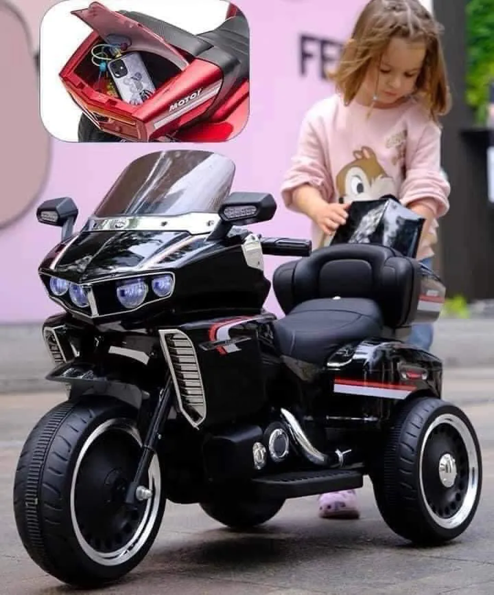 Children's electric motorcycle 9199B with leather seat — photo 1