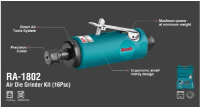 პნევმატური სახეხის ნაკრები Ronix RA-1801 — ფოტო 2