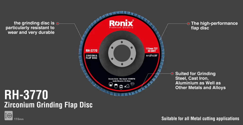 ცირკონის სახეხი დისკი ზუმფარა Ronix RH-3770, — ფოტო 2