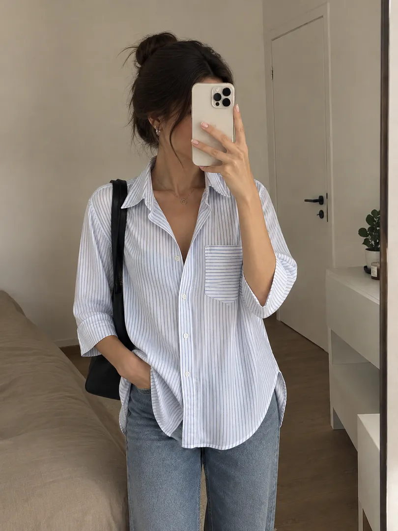 Shirt with thin stripes — photo 1