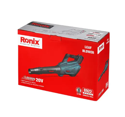 უსადენო ფოთლების დამბერი Ronix 8922, 20V — ფოტო 3