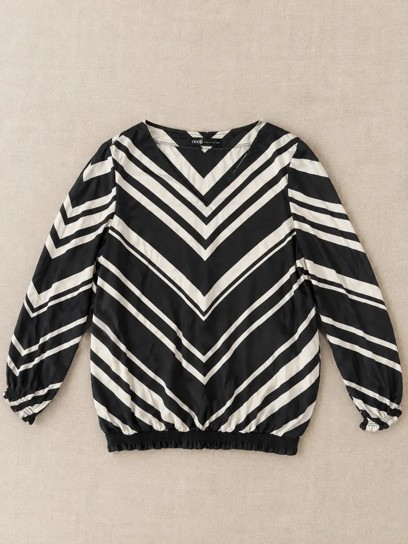 Oodji blouse in black and white stripes — photo 2