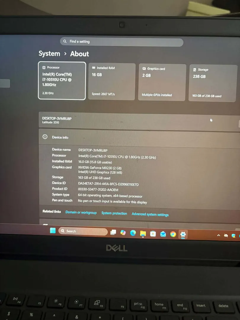 I7 10th MX250 2GB 16GB RAM DDR4 240GB SSD — photo 1