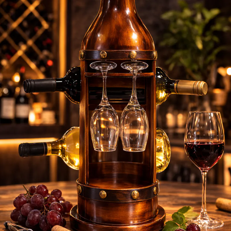 Expensive wooden rack + wine bottles and 2 — photo 1