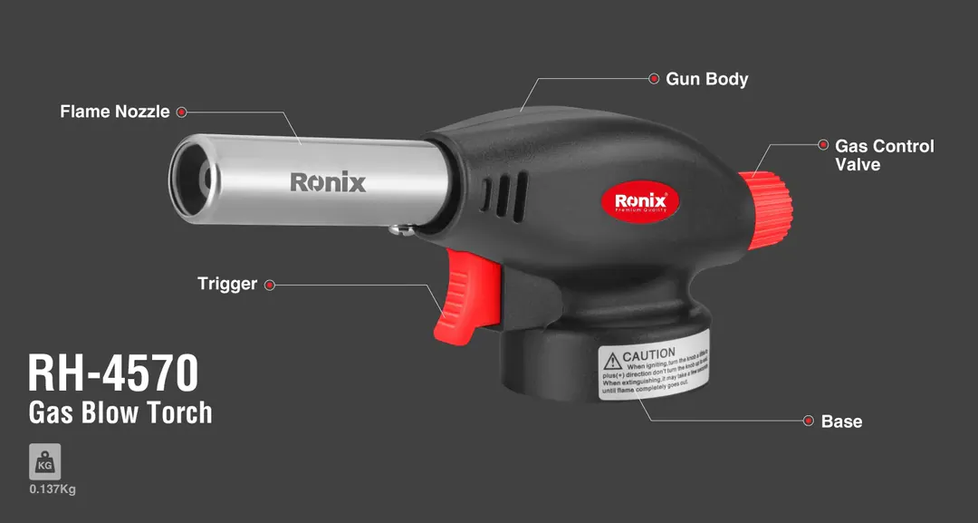 გაზის სანთურა 90° — 19 მმ RONIX RH-4570 — ფოტო 7