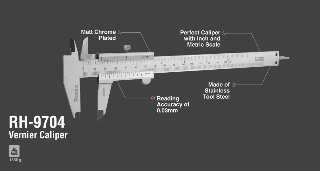 Штангенциркуль Vernier Caliper 150 мм Ronix RH-9704 — фото 2