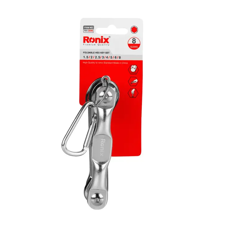 დასაკეცი ექვსკუთხა გასაღებების ნაკრები 8pcs RONIX — ფოტო 1