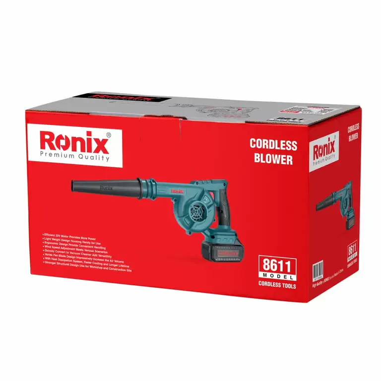 უსადენო ჰაერდამბერი Ronix 8611c, 20V ელემენენტის — ფოტო 4