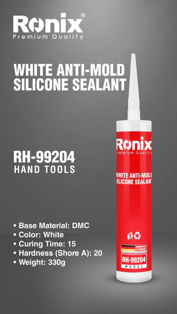 Белый силиконовый герметик с защитой от плесени RONIX — фото 1