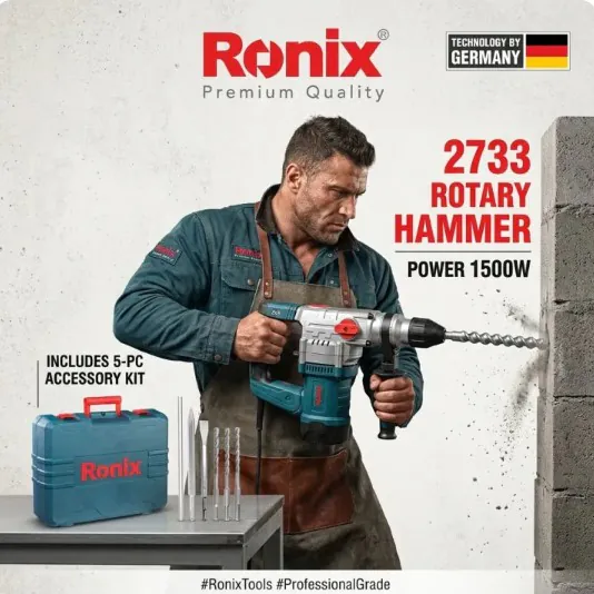 ელექტრო პერფორატორი Ronix-2733 32mm, 6J, 1500w — ფოტო 4